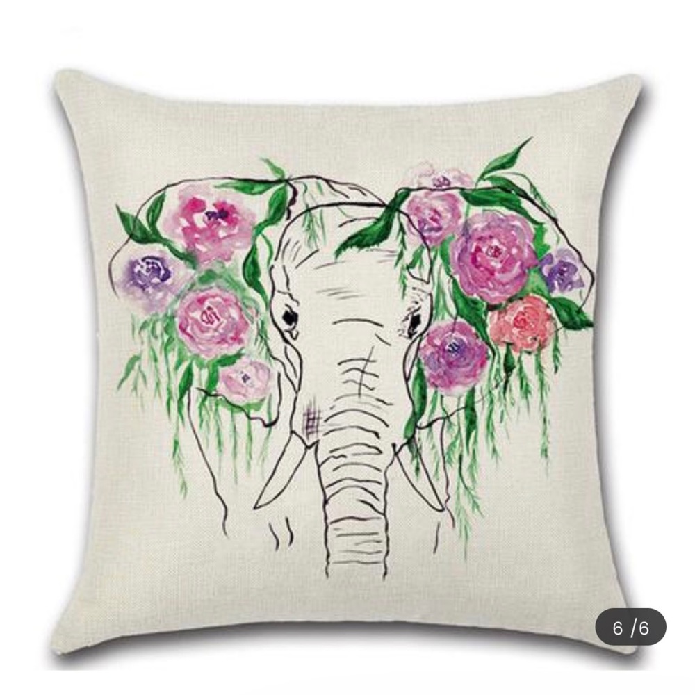Floral Elephant Printed Cushion Cov…